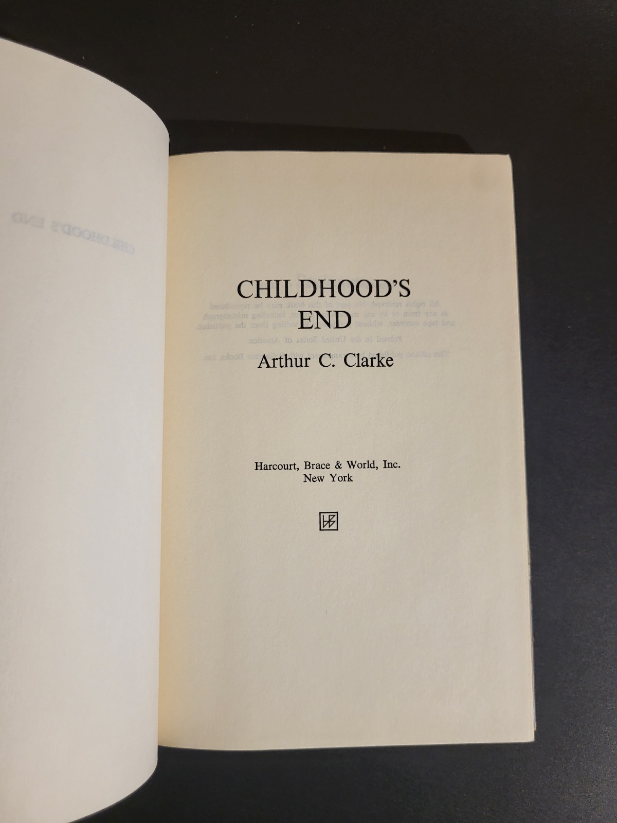 Childhood’s End by Arthur C. Clarke 1953 Harcourt, Brace & World Book Club Edition Science Fiction Hardcover