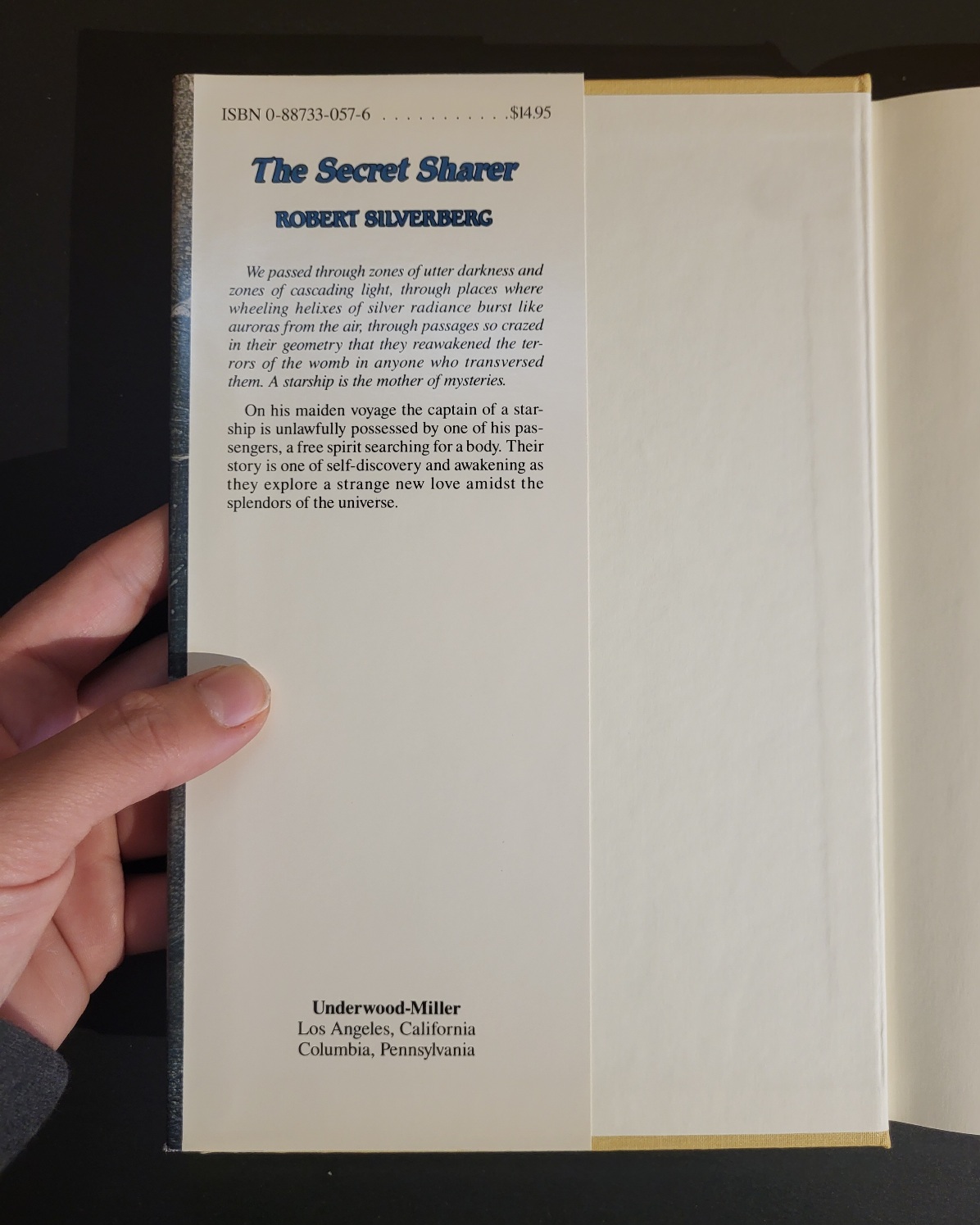 The Secret Sharer by Robert Silverberg 1988 Underwood-Miller First Edition Hardcover Science Fiction