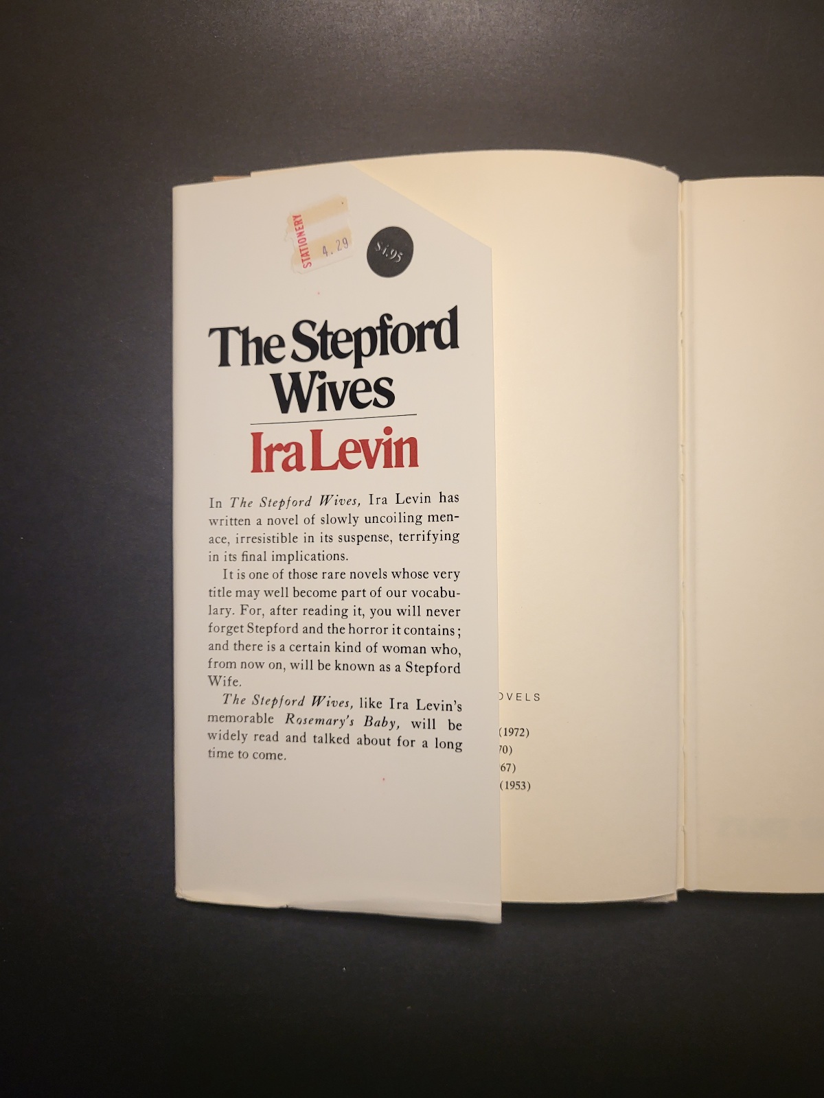 The Stepford Wives by Ira Levin First Edition 1972