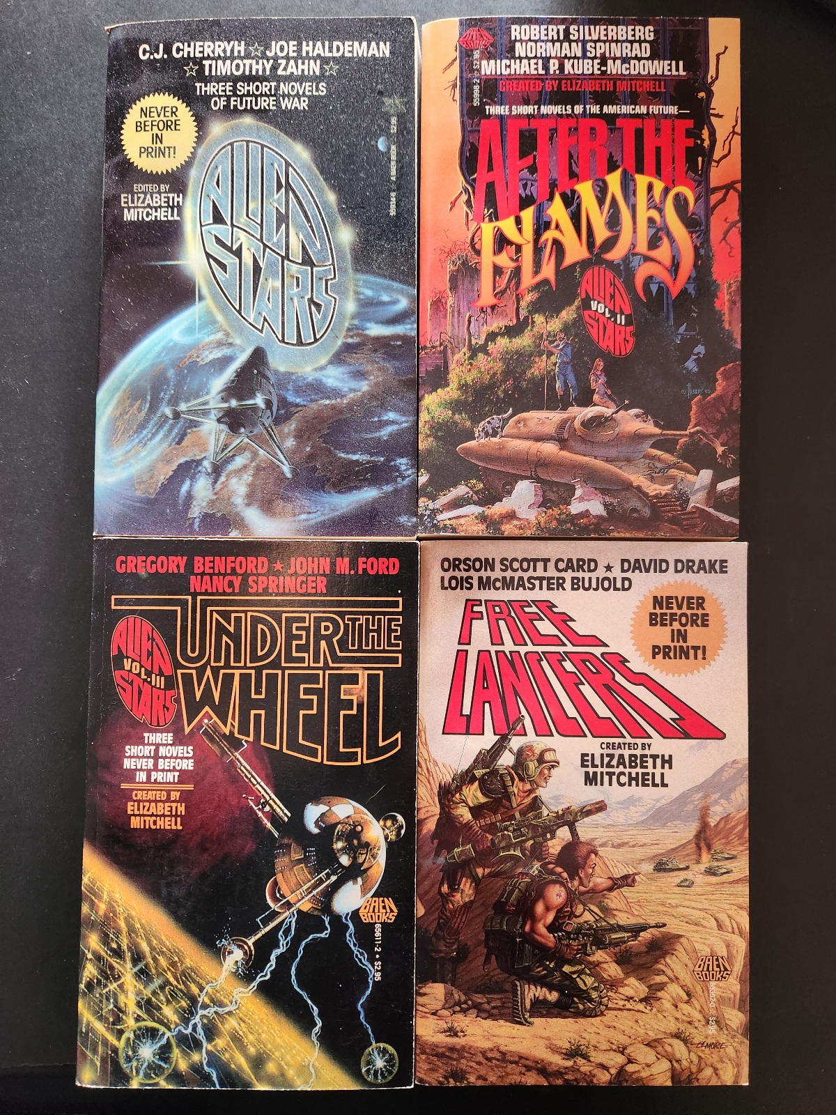 Alien Stars Vol I-IV edited by Elizabeth Mitchell Complete Set 1985 Baen Books Science Fiction Paperbacks