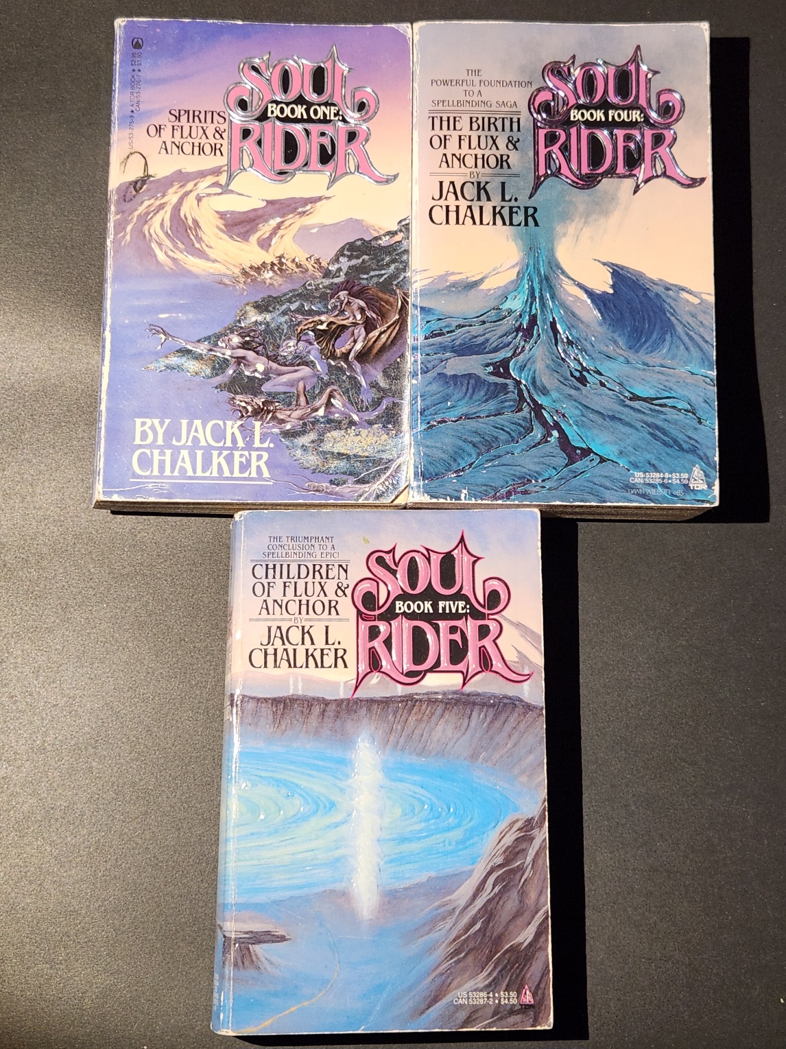 Soul Rider by Jack L. Chalker 3 Paperback Set: Books 1, 4 and 5 TOR First Printing Editions