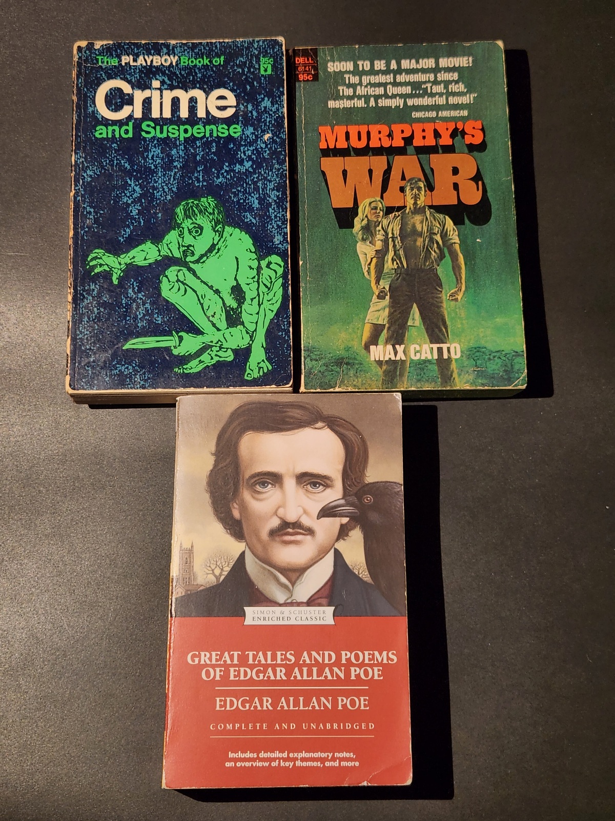 3 "Dad Lit" Paperbacks: Edgar Allen Poe, Max Carter & The Playboy Book of Crime & Suspense