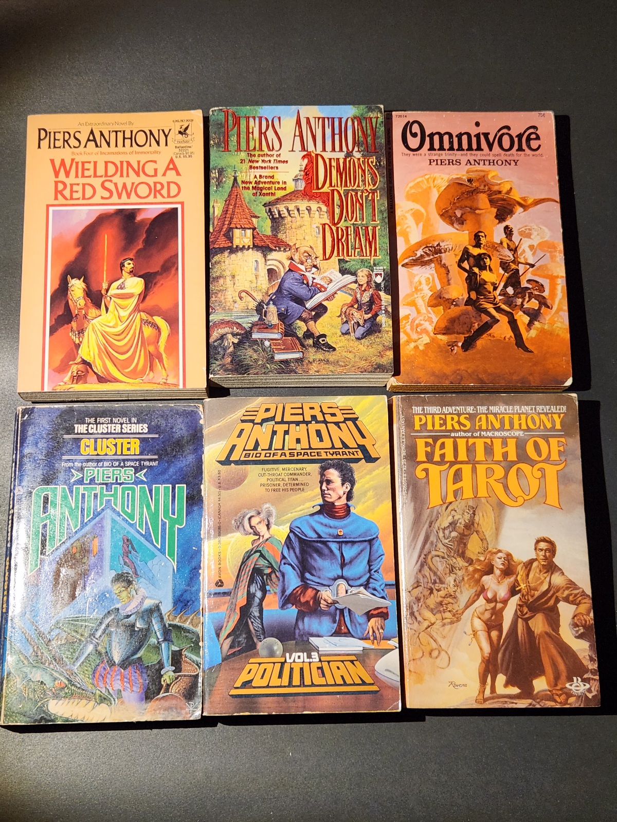 6 Piers Anthony Paperbacks Mix of Fantasy & Science Fiction