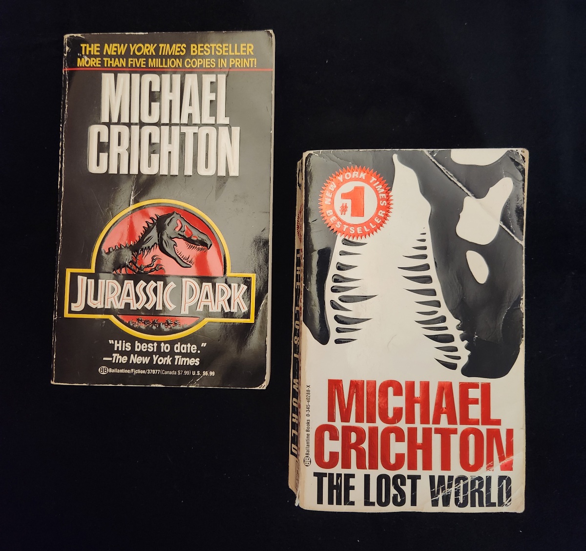 Jurassic Park & The Lost World by Michael Crichton 1993/1996 Ballantine Paperbacks