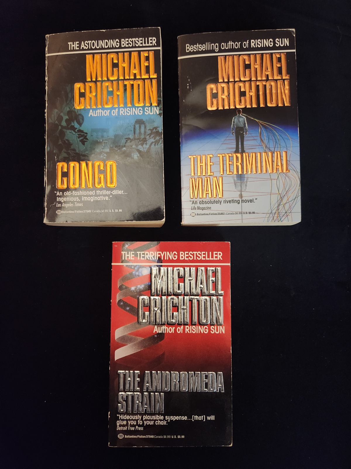 Congo / The Andromeda Strain / The Terminal Man by Michael Crichton Ballantine Paperback Edition 1993